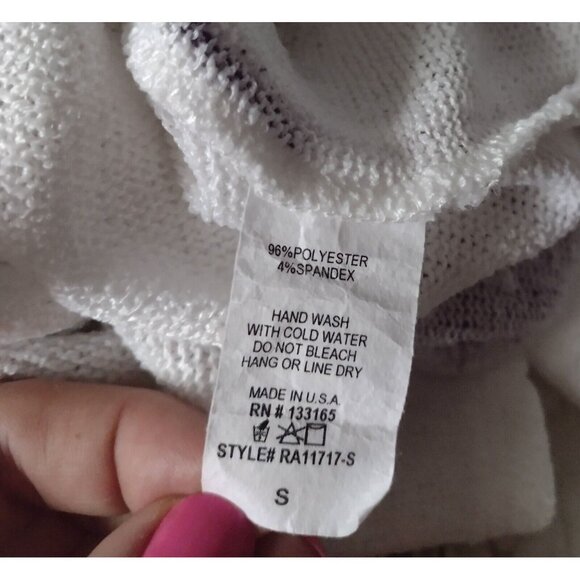 Altar'd State Burnout Star Sweater Size S White Purple Boxy Hi Lo Hem USA READ - Picture 5 of 6